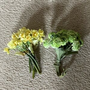 LOT green & yellow flower bud bouquets